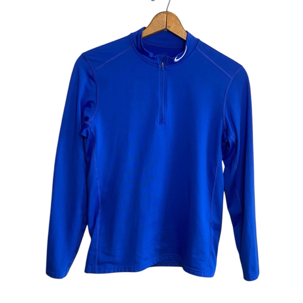 Nike Men's Blue Quarter Zip Long Sleeve Athletic Golf Pullover Shirt Top